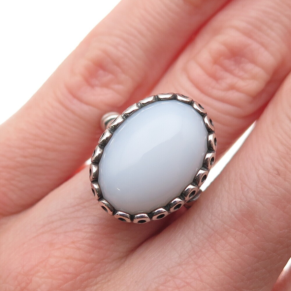 Pandora 925 Sterling Silver Real Chalcedony Forever My Friend Ring Size 5